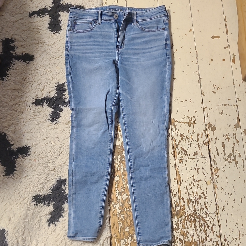 American Eagle Outfitters Blue Skinny Jeans High Waist with Stretch
